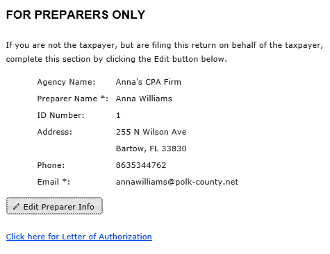 Preparer Information