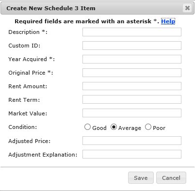 Create Schedule 3 Item Dialogue